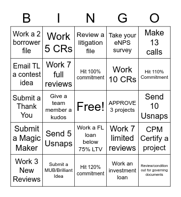 Project BINGO Card
