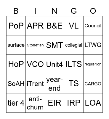 LINGO BINGO! (RCA 2020 Edition) Bingo Card