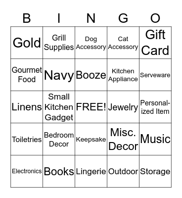 Jessica's Bridal Shower BINGO Card