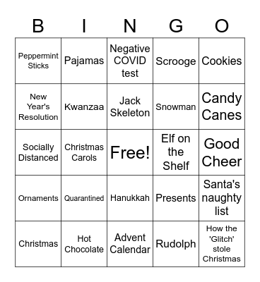 2020 Holiday Bingo Card