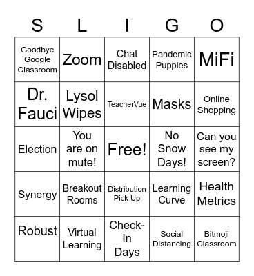 2020 Sligo Bingo Card