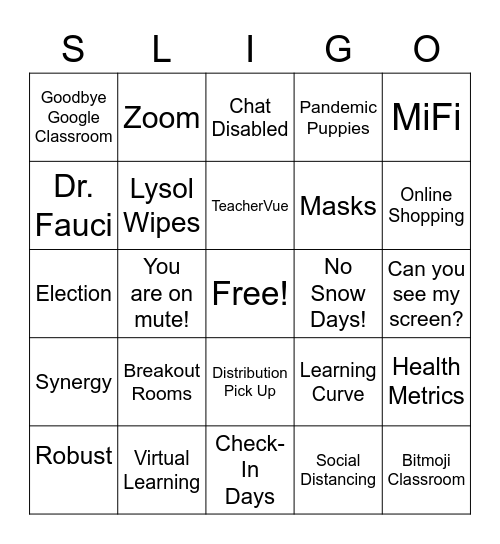 2020 Sligo Bingo Card