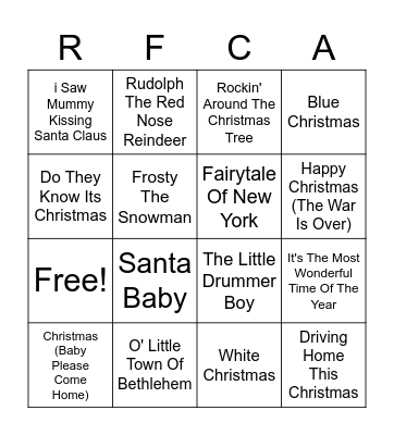 CHRISTMAS MUSIC BINGO Card