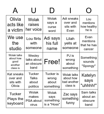 Audio 3 Bingo Card