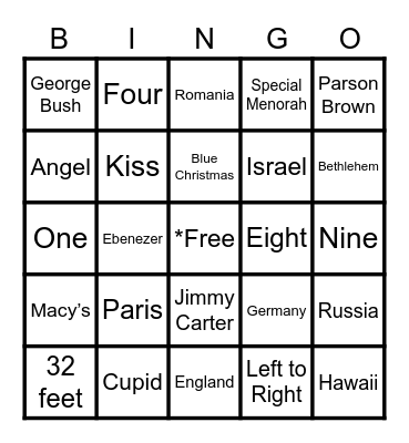Holiday Bingo Card