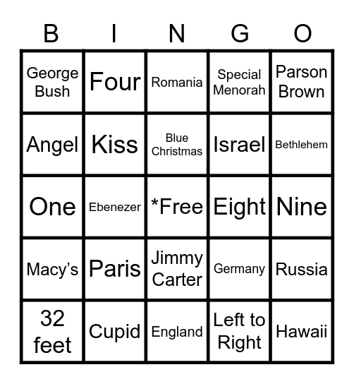 Holiday Bingo Card