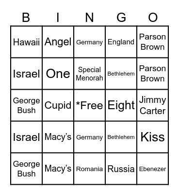 Holiday Bingo Card