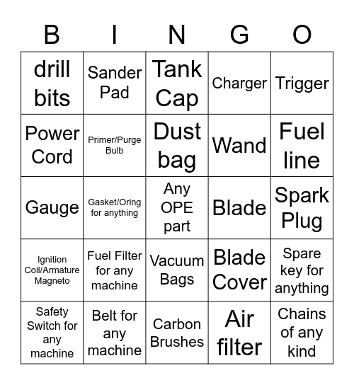 Ereplace Bingo! Bingo Card