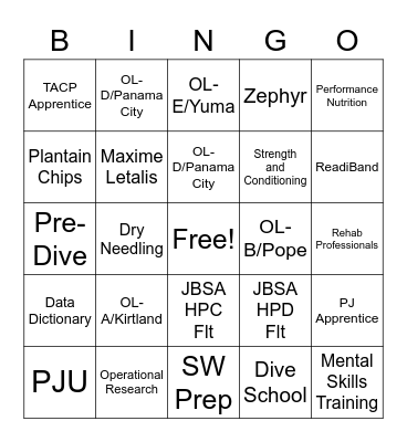 SW HPS BINGO Card