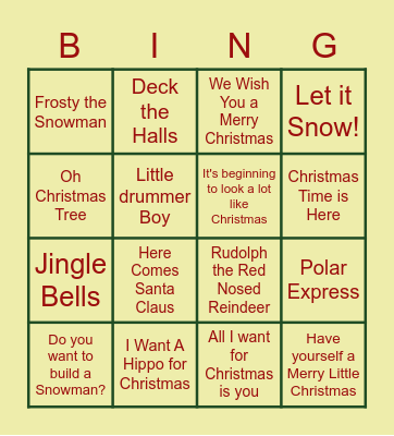 Christmas Music Bingo Card