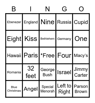 Holiday Bingo Card