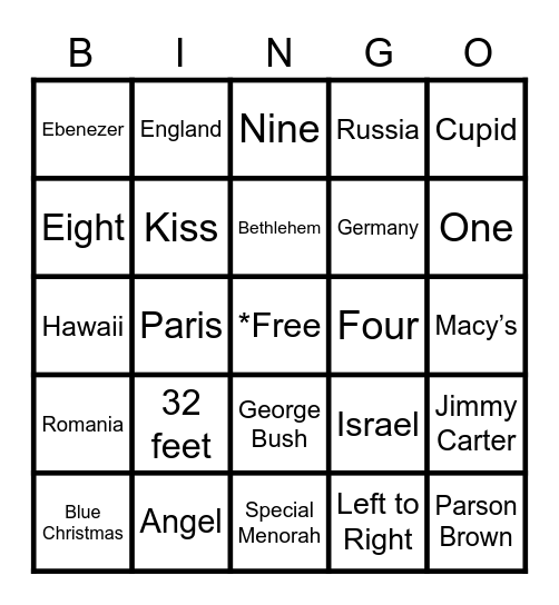 Holiday Bingo Card