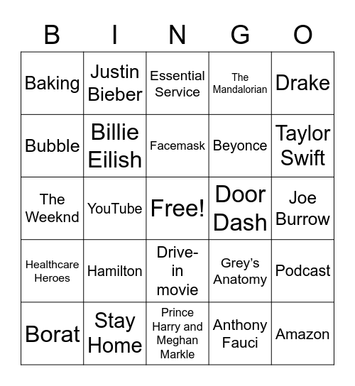 2020 Bingo Card