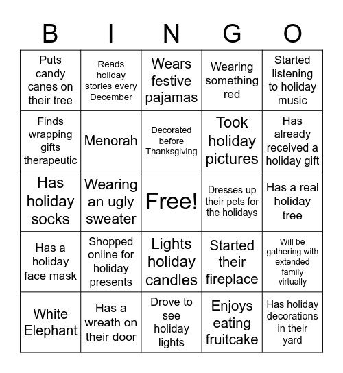 Corporate's Virtual Holiday Bingo Card