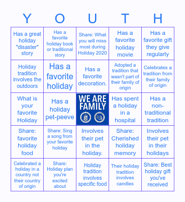 Youth Group Holiday Bingo Card