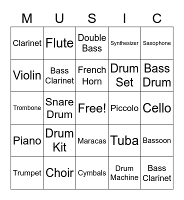Music Bingo! Bingo Card