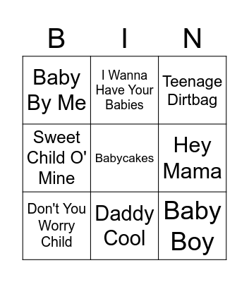 Baby Bingo Card