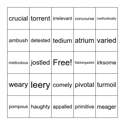 Skipping Christmas Vocabulary Bingo Card