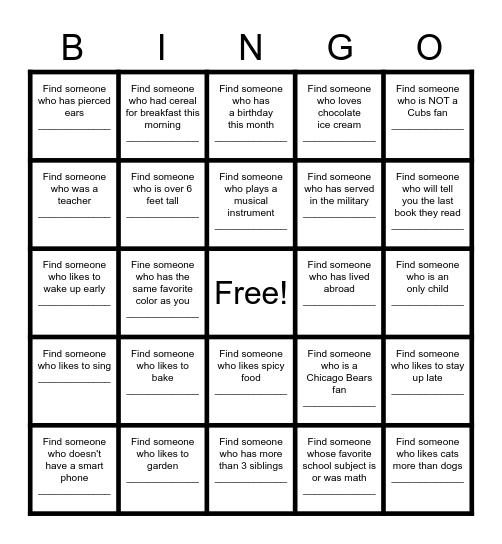 Untitled Bingo Card