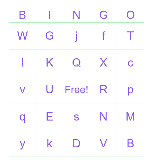 Alphabet Bingo Card
