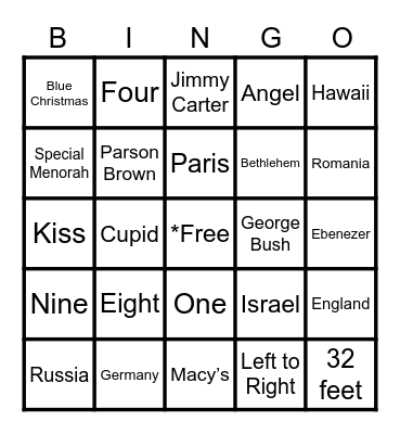 Holiday Bingo Card