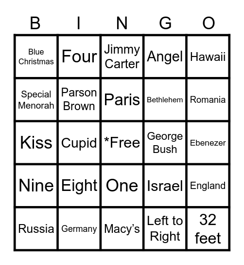 Holiday Bingo Card