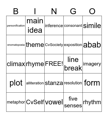 Semester Mix-Up Bingo Card