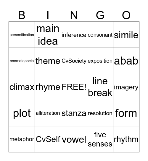 Semester Mix-Up Bingo Card