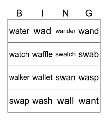 December Spelling Bingo Card