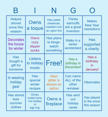 Winter Fun Bingo Card