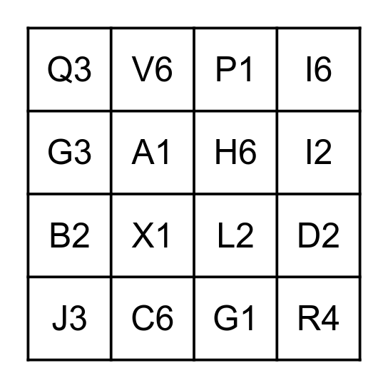 CARD 1 Bingo Card