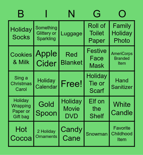 GRSE Holiday Bingo Card