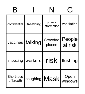 COVID-19 and Safe Disinfecting for Janitors Bingo Card