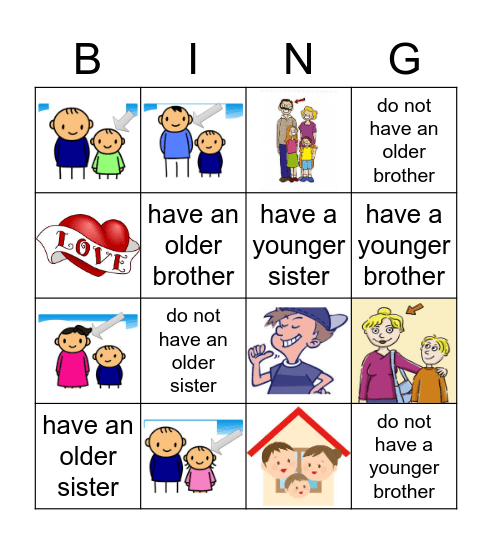 家（一年级） Bingo Card
