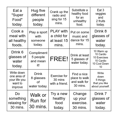 12 Days of Christmas Wellness Bingo Card