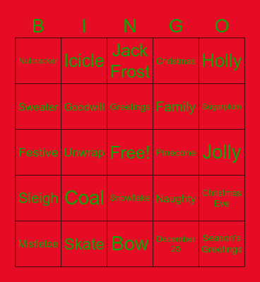 Christmas Bingo Card
