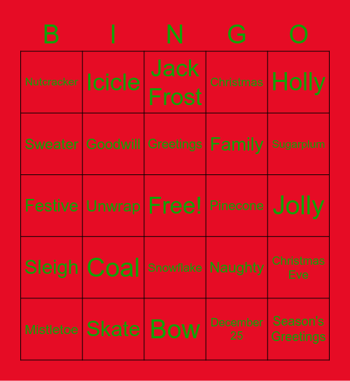 Christmas Bingo Card