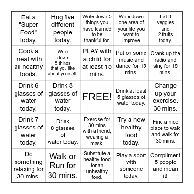 12 Days of Christmas Wellness Bingo Card