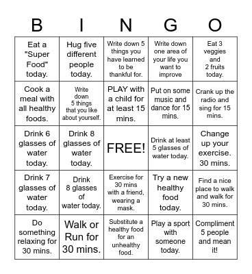 12 Days of Christmas Wellness Bingo Card