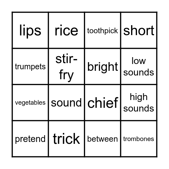 1.8  Brass Instruments/Eating in China Bingo Card