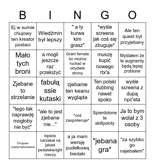 Alan Bingo Card