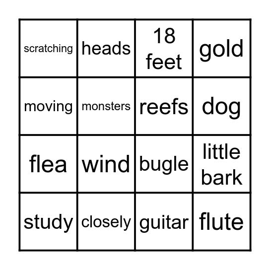 2.7  Even Dogs Dream/Musical Instruments Bingo Card