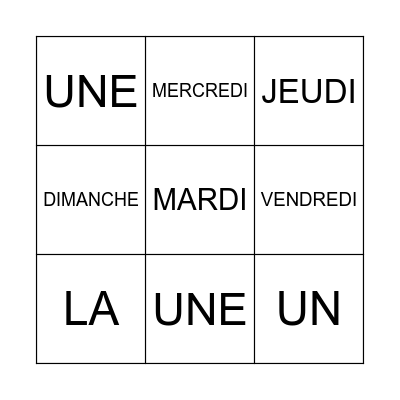 Loto des mots outils Bingo Card