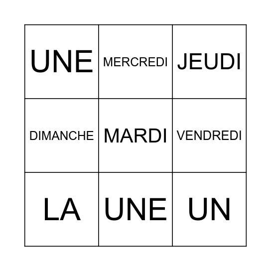 Loto des mots outils Bingo Card