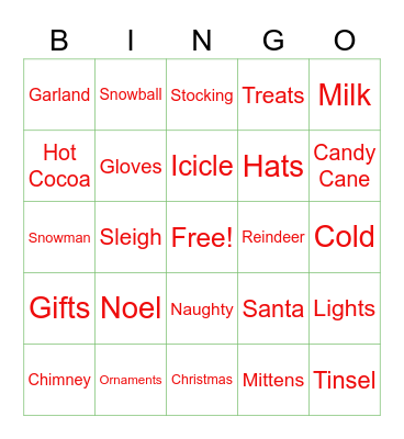 Holiday Bingo Card