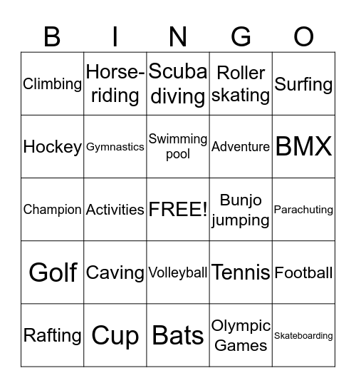 SPORTS AND EVENTS Bingo Card