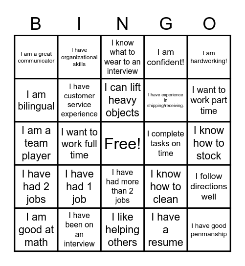 Work Bingo Card