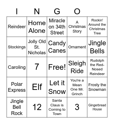 Happy Holidays Bingo Card