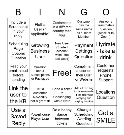 Acuity Retreat Bingo Card