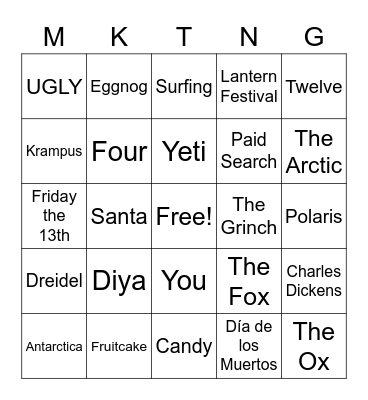 2020 End of Year Bingo! Bingo Card